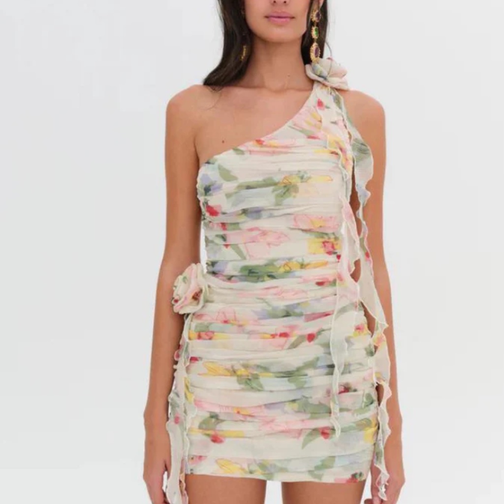 For Love & Lemons "Abby" One Shoulder Mini Dress